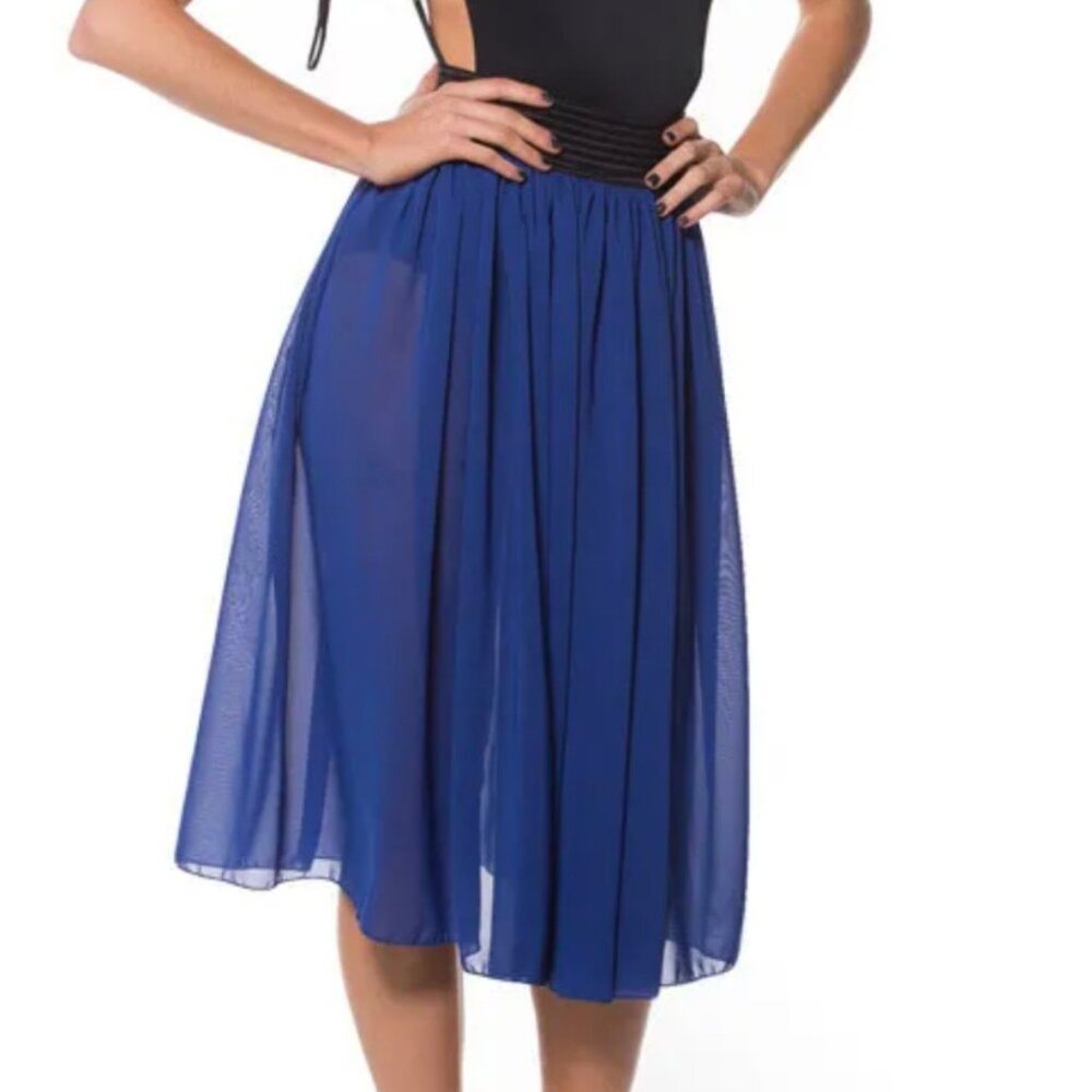 Black Milk Chiffon Midi Skirt size Small Royal Blue